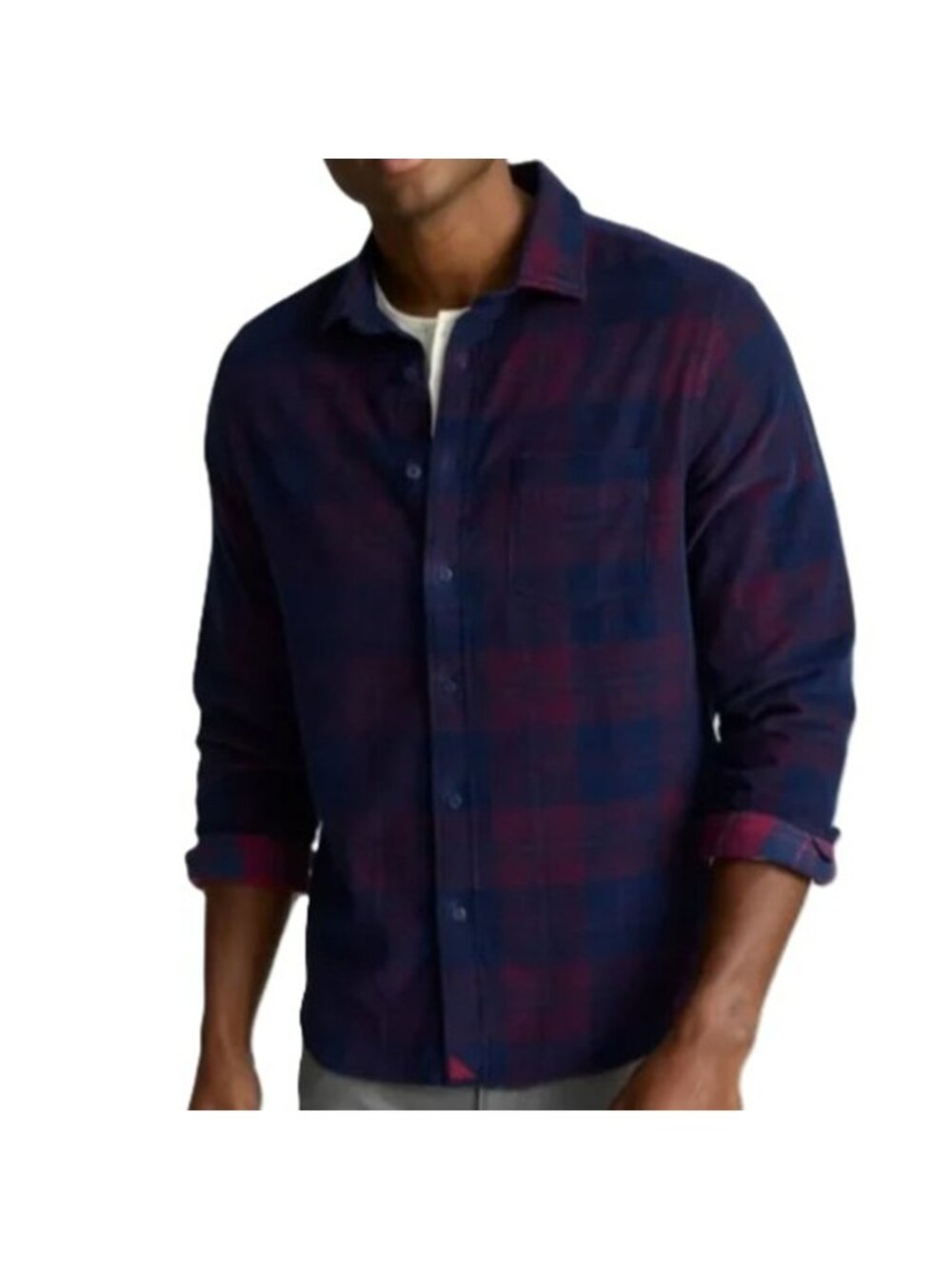 Untuckit Corduroy Shirt Blue & Purple Plaid Size XXL NWOT 42227NAV